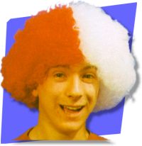 Red and White Coloured Afro Wig