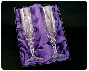 Unbranded Engraved Cut Crystal Champagne Flutes
