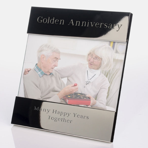 Unbranded Engraved Golden Anniversary Photo Frame