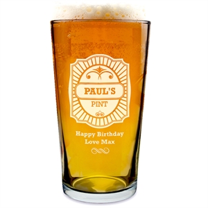 Unbranded Engraved Pint Glass - Sunburst Border