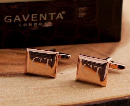 Unbranded Engraved Rose Gold Plated Cufflinks in