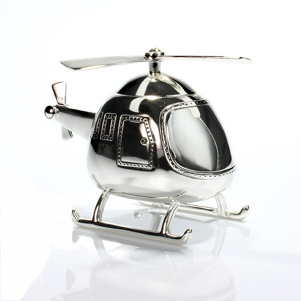 Unbranded Engraved Silver Plated Helicopter Money Box