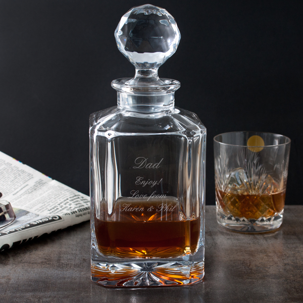 Unbranded Engraved Square Crystal Decanter