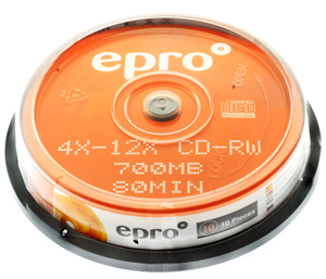 Unbranded ePro CDRW 80 - 12x Speed - Spindle of 10 Discs