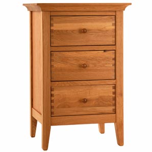 Esprit three-drawer bedside chest. Fully assembled