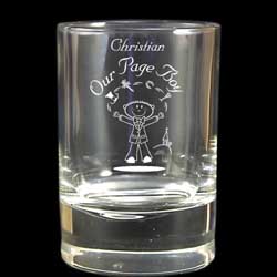 A fun juice glass for a pageboy . Personalise with name up to 15 characters.