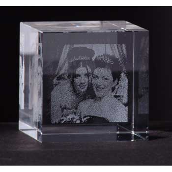 Unbranded Etched Paperweight Cube and Text -