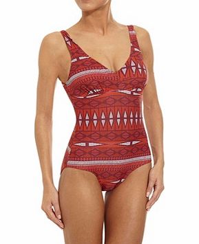 Unbranded Ethnic Print Bodyshaping V-Neck Swimsuit