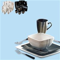 Ethos 16 And 16 Square Contrast Branch Dinner Set