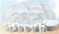 White porcelain dinner set, comprising 8 each: dinner plates 27cm (10½&quote;) diam., side