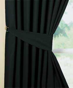 Unbranded Everyday Lined Pencil Pleat Black Curtains - 46 x 72 inches