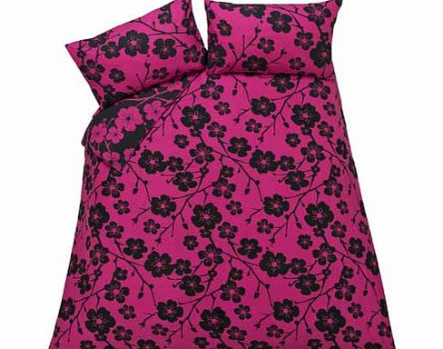 Unbranded Evie Floral Black and Pink Bedding Set - Kingsize