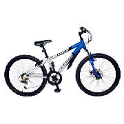 This Exodus Cougar 24 front suspension bike comes in a polished blue and silver colour. It has respo