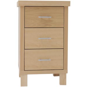 Beech veneer 3 drawer bedside chest. This contempo