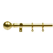 This extendable metal curtain pole comes in a antique gold effect with a ball finial.  This stylish