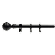 This extendable metal curtain pole comes in black with a contemporary ball finial design.  This
