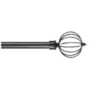 This extendable metal curtain pole comes in black with a contemporary cage finial design.  This