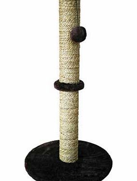 This extra tall scratching post is the perfect way to keep your cat from scratching your furniture. Featuring a hanging pompom toy and catnip. your cat is bound to love this post. Made from wood. particle board and seagrass. this is the ideal scratch