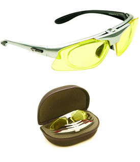 Interchangeable shatterproof polycarbonate sunglasses complete with four easy change lens colours to