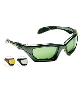 A distinctive comfort style with shatterproof polycarbonate lens and EVA cushioned inlay. - Black me