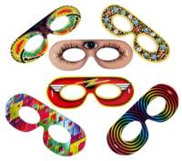 Cheap party masks for fun and frolics. Variety of patterns from, super-hero, jewelled, psychedelic,