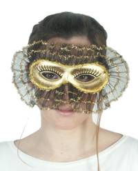 This eye mask features a double layer of lace which conceals your face. It is worn with elastic and