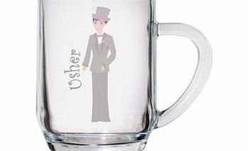 This fabulous Tankard for your Usher makes a wonderful special thank you gift to give him for being part of your specialwedding day.The tankard is made from glass in a traditional jug style. Already printed is an image of a man in a top hat and mor