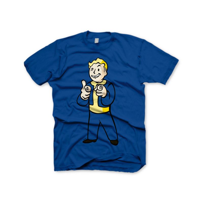 This premium T-Shirt shows the charismatic Vault Boy. High quality 100% pre-shrunk cotton for a long lasting fit even after being washed several times. All Artworks are original designs and printed in a very durable silk...