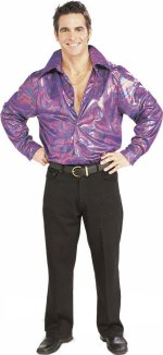 Unbranded Fancy Dress - Adult 70s Disco Gold/Multicoloured Shirt