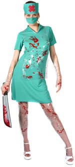 Includes hospital dress, cap, surgical mask, gloves, leg covers and apron.
