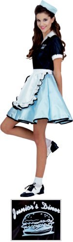 Unbranded Fancy Dress - Adult Car Hop 50s Costume