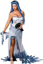 Corpse Bride costume includes dress and veil headpiece.
