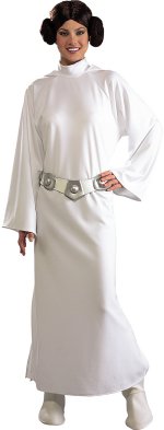 Includes dress with hood, belt and boot tops.
