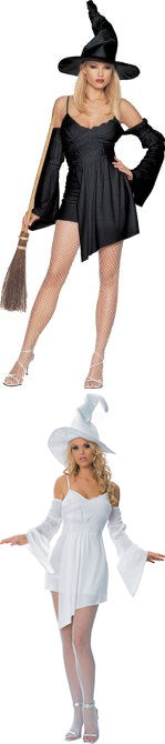 Deluxe 2 piece costume includes dress and hat. Available in black and white.