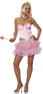 Costume includes bustier, skirt and tiara.