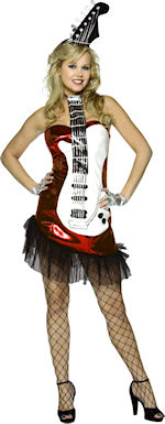 Unbranded Fancy Dress - Adult Glam Rock Guitar 80s Costume Red