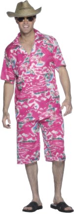Unbranded Fancy Dress - Adult Hawaiian Man Costume (PINK)