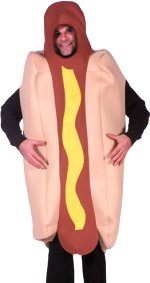 Adult deluxe one piece Hot Dog costume.