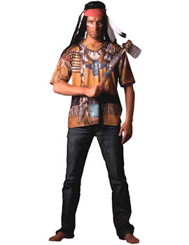 Unbranded Fancy Dress - Adult Illusion Indian T-Shirt