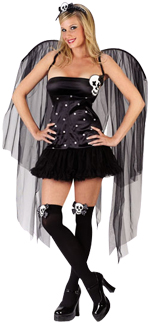 Includes dress, wings, headband and stockings.