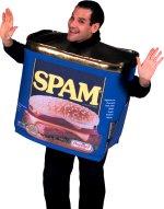 Deluxe one piece printed spam costume.