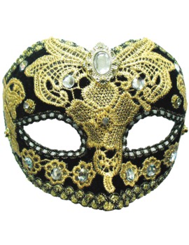Unbranded Fancy Dress - Black and Gold Masquerade Mask