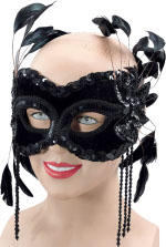 Unbranded Fancy Dress - Black Velvet Mask with Feathers