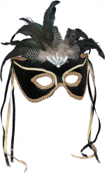 Unbranded Fancy Dress - Black Venetian Mask with Feathers