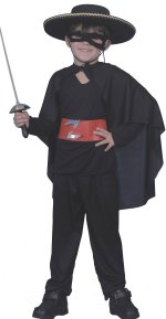 Includes shirt, trousers and cape. Excludes hat, sword and mask