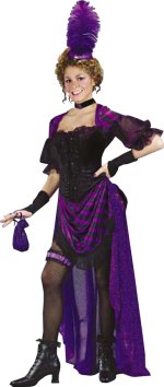 In 2 sizes, this popular 8 piece deluxe costume includes purple styled dress with gathered skirt and