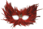 Unbranded Fancy Dress - Red and Black Feathered Mask
