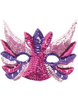 Unbranded Fancy Dress - Sequin Mask (Fuchsia, Pink and