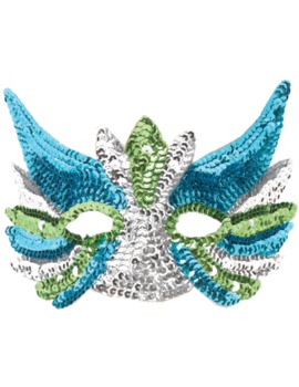 Unbranded Fancy Dress - Sequin Mask (Green, Blue and Silver)
