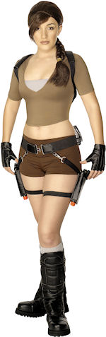 Costume includes top, shorts, belt, gloves, backpack, grenades and boot covers.